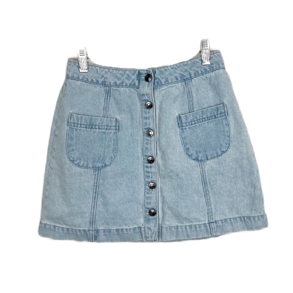 Forever 21 Denim A-Line Mini Skirt Button Down Cotton Women's Small